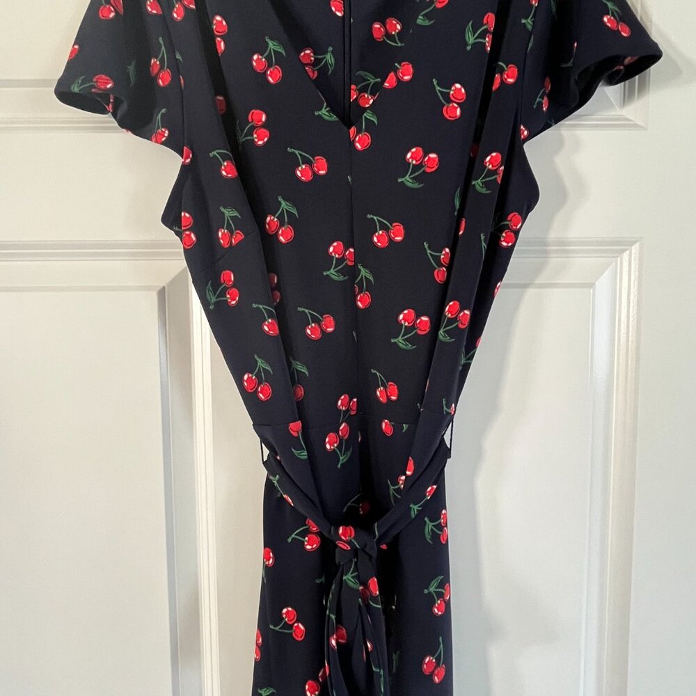 Talbots Navy blue dress w/cherry pattern - Picture 3 of 3